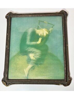 "Hope" George Frederic Watts Lithograph 1817-1904 13x 11 Antique Brass Frame
